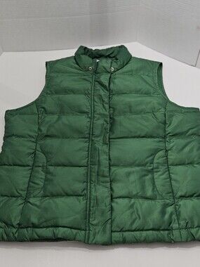 VTG Talbots Petites Green Goose Down Puffer Vest Large Petite LP Quilted